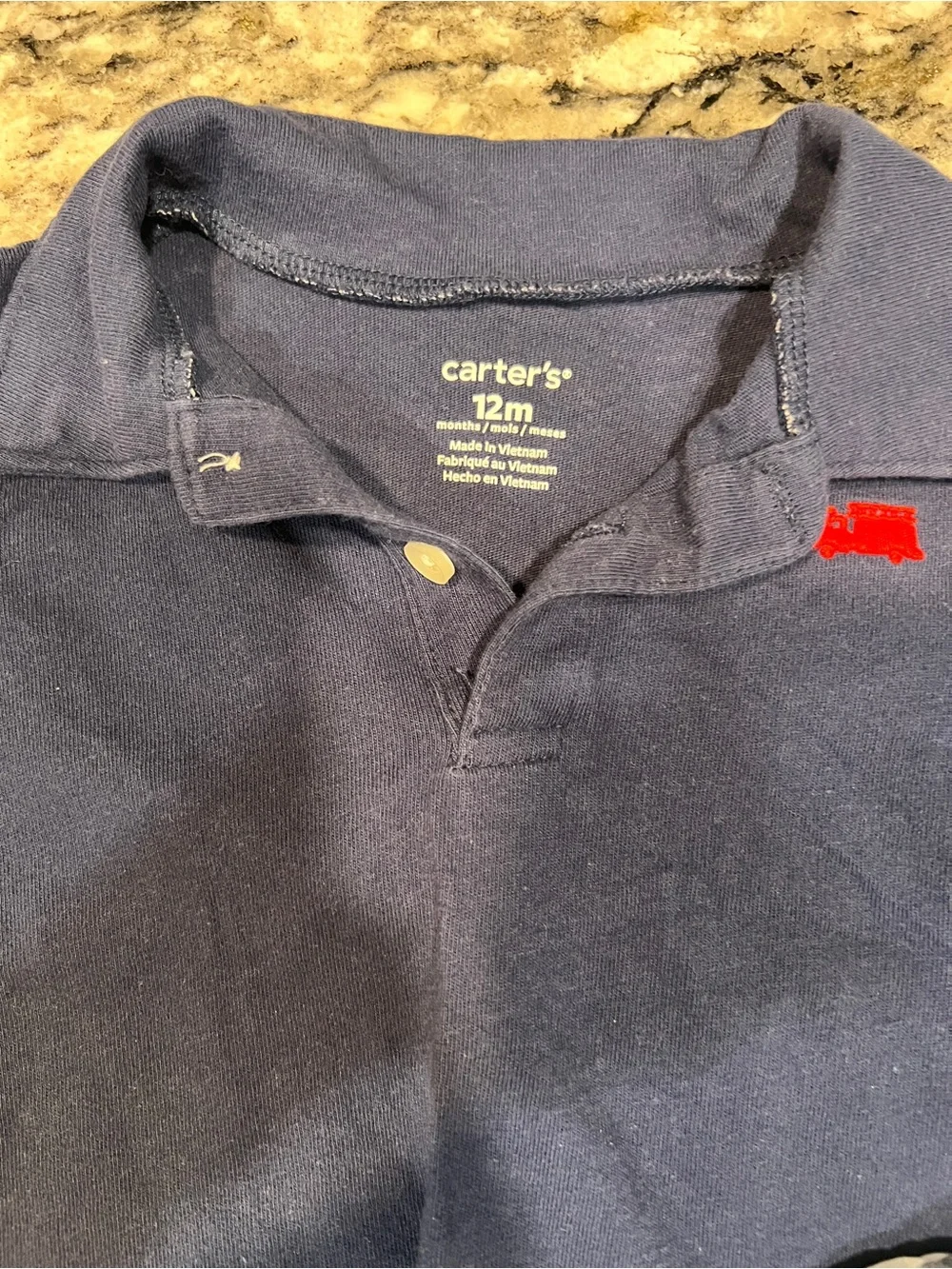 Carter’s Toddler Boy Shirt Bundle 12 Months | Navy Polo & Blue Plaid Button-Up